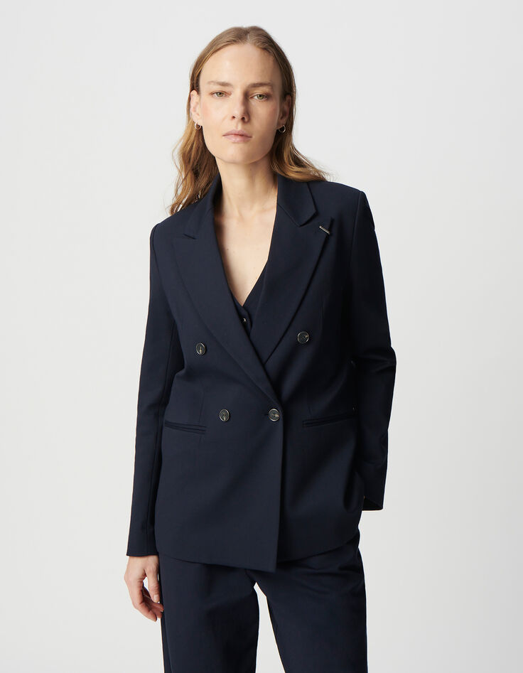 Marineblauer weiter Damenblazer Milano-Strick-2