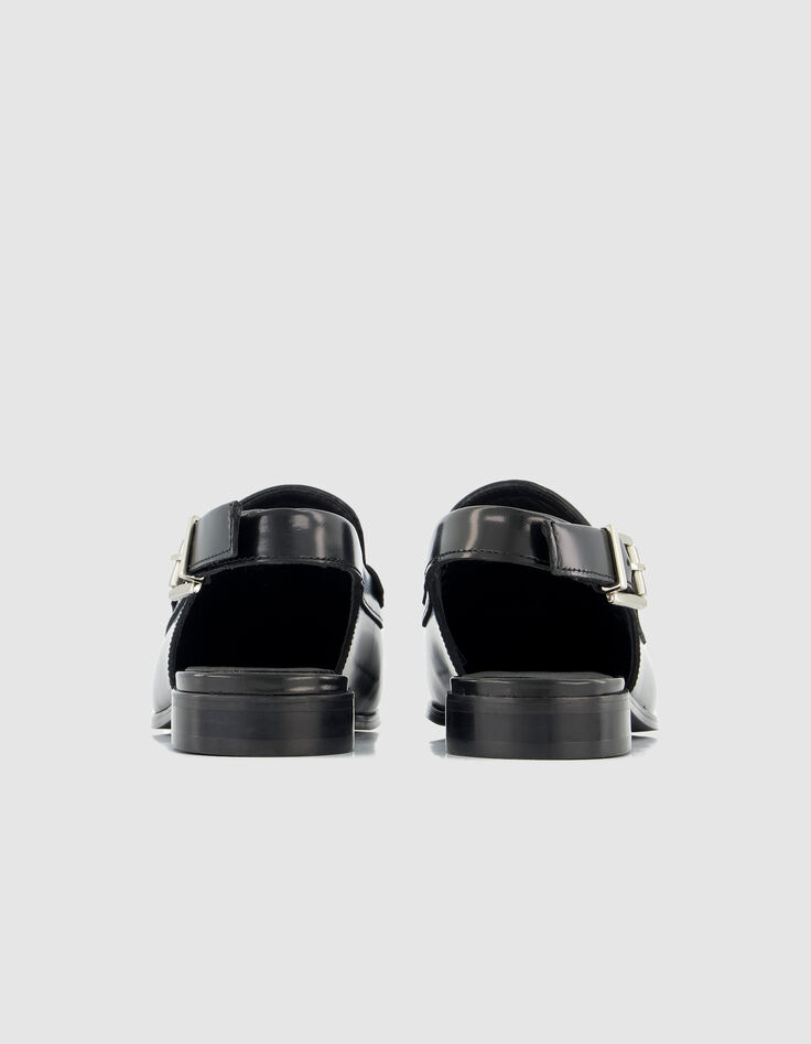 Schwarze Damen Leder Slingback Loafers-5