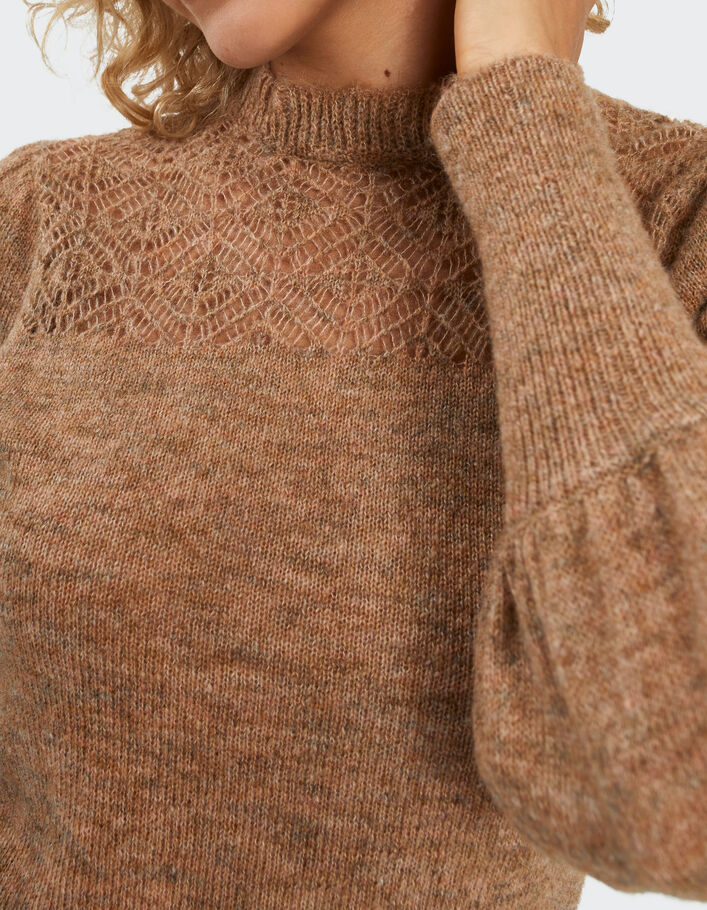 Pull châtaigne tricot à col collerette I.Code-5