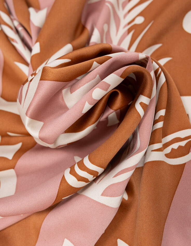 Foulard écru rayures rose et marron I.Code-4 Foulard écru rayures rose et marron I.Code-4