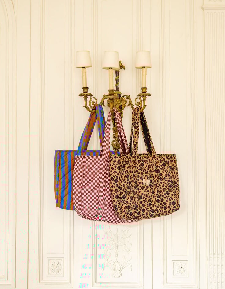 Bolso de mano marrón con estampado de leopardo I.Code-2