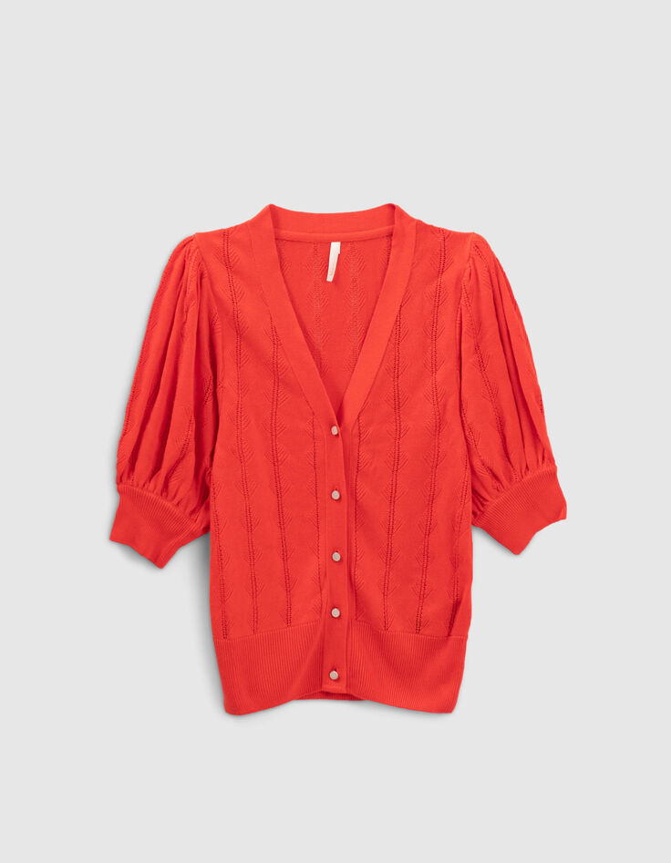 Cardigan abricot tricot à manches courtes I.Code-6 Cardigan abricot tricot à manches courtes I.Code-6