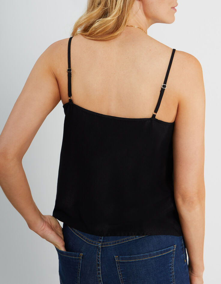 Top noir esprit lingerie décor boutons I.Code-2 Top noir esprit lingerie décor boutons I.Code-2