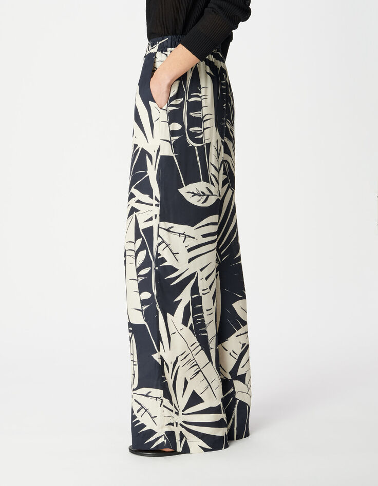 Marinefarbene Maxi-Hose mit weitem Bein f&uuml;r Damen-5