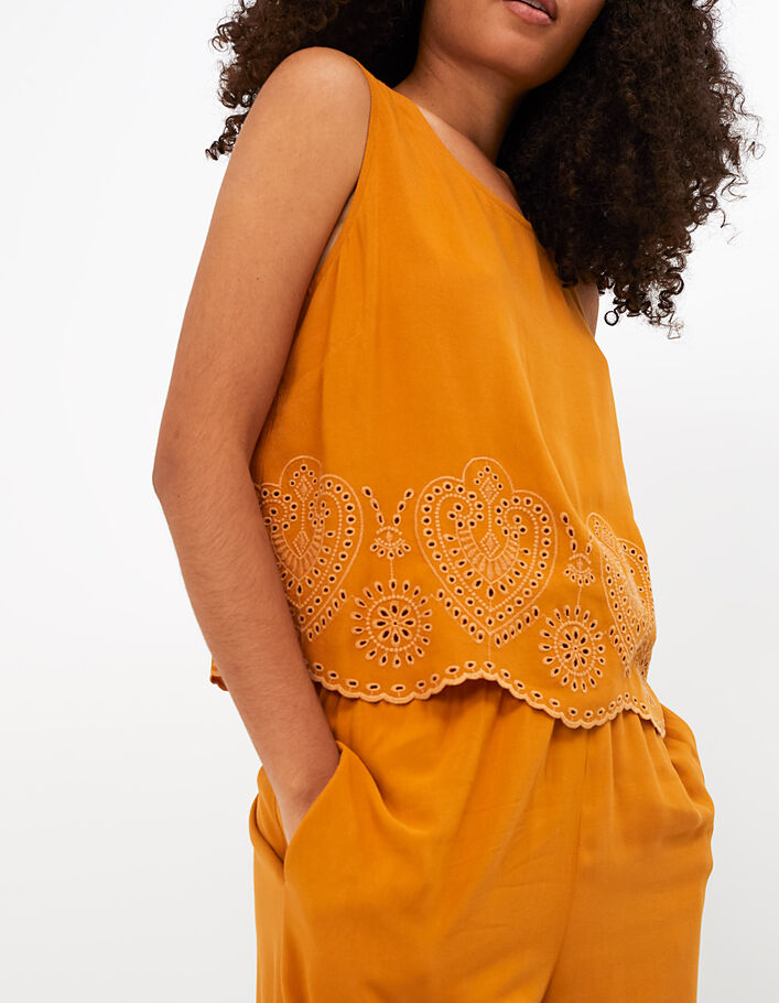 I.Code turmeric yellow embroidered top jumpsuit - I.CODE