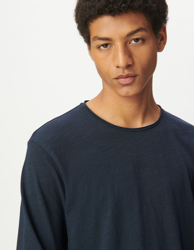 Marineblaues Herrenshirt L'Essentiel mit langen &Auml;rmeln-5