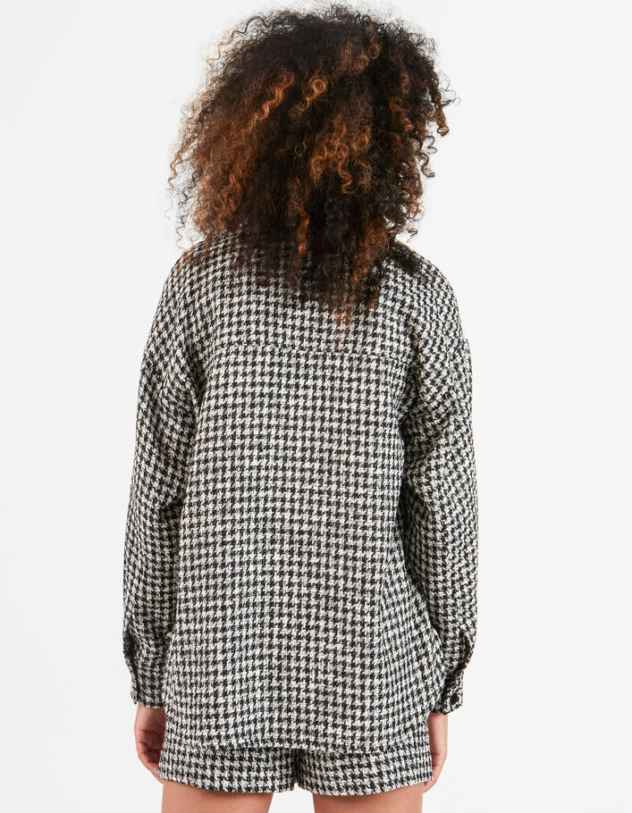 I.Code black houndstooth motif wool overshirt - I.CODE