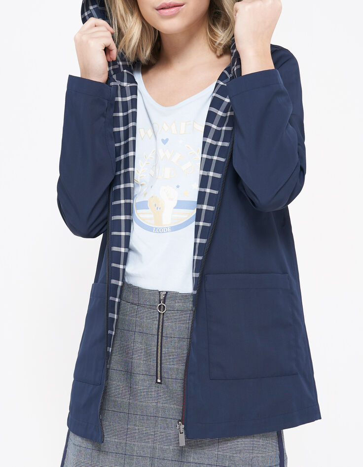 Parka azul marino rever. est. cuadros I.Code -1