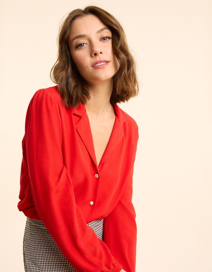 Chemise rouge fluide détail tresses I.Code-1