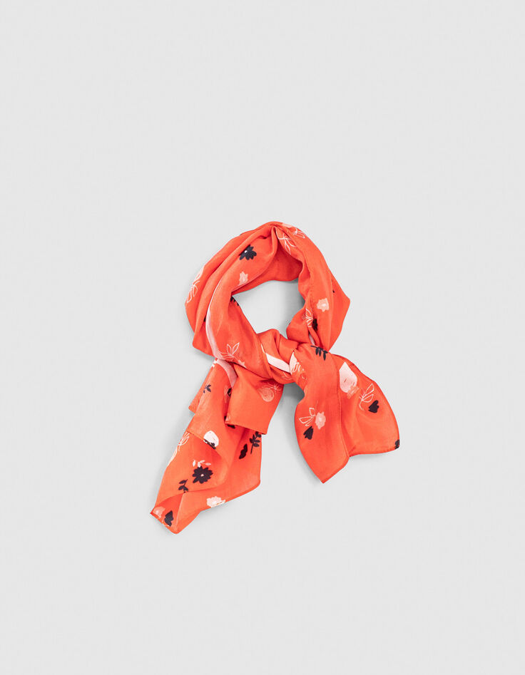 Foulard carré orange spicy à fleurs spicy I.Code-2