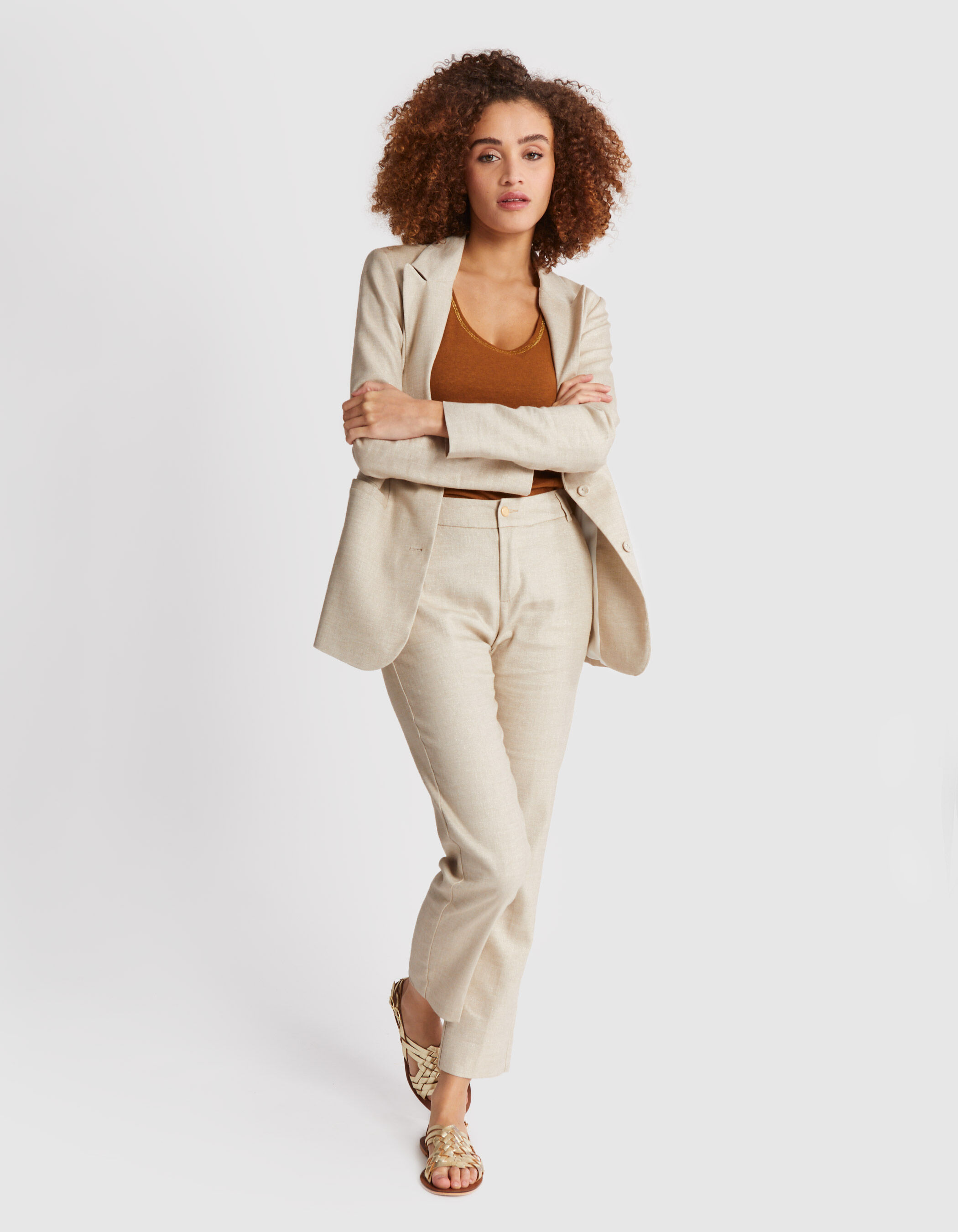 Pantalon discount costume beige