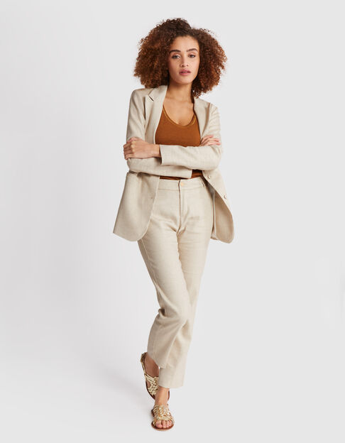 I.Code iridescent beige linen-blend suit trousers - I.CODE