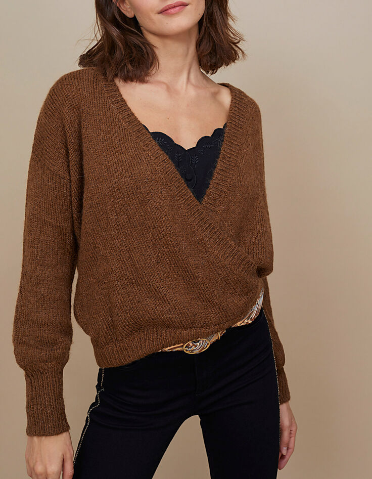 Jersey camel estilo cruzado de punto I.Code-2