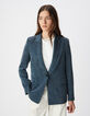 Marineblauw satijnen colbert voor Dames-3