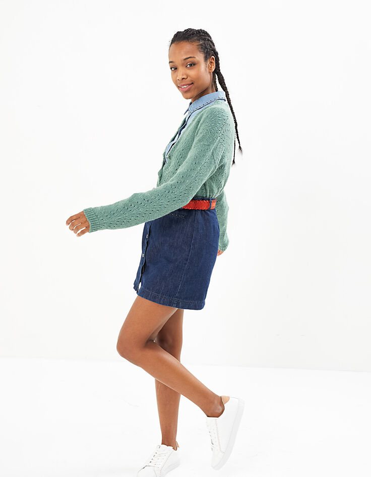 Cardigan amande en tricot ajouré I.Code-6 Cardigan amande en tricot ajouré I.Code-6