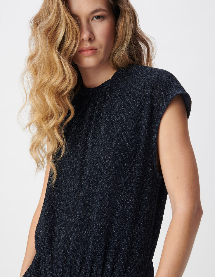 Marine Lurex-Hosenanzug Damen Fischgr&auml;tenmuster-5