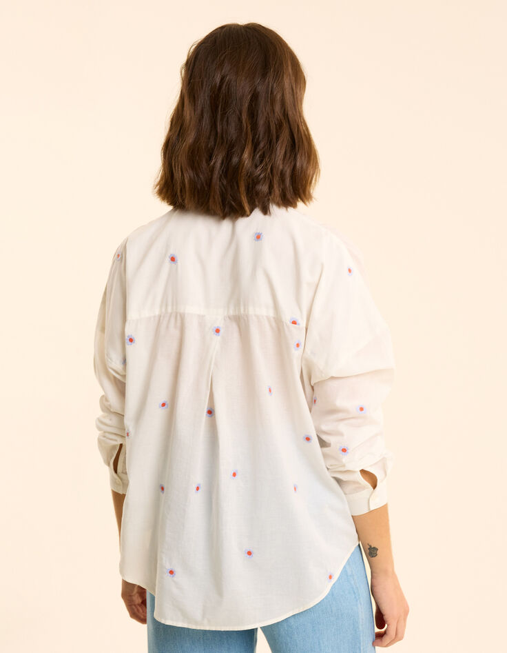 Camisa blanca con bordado de flores I.Code-6
