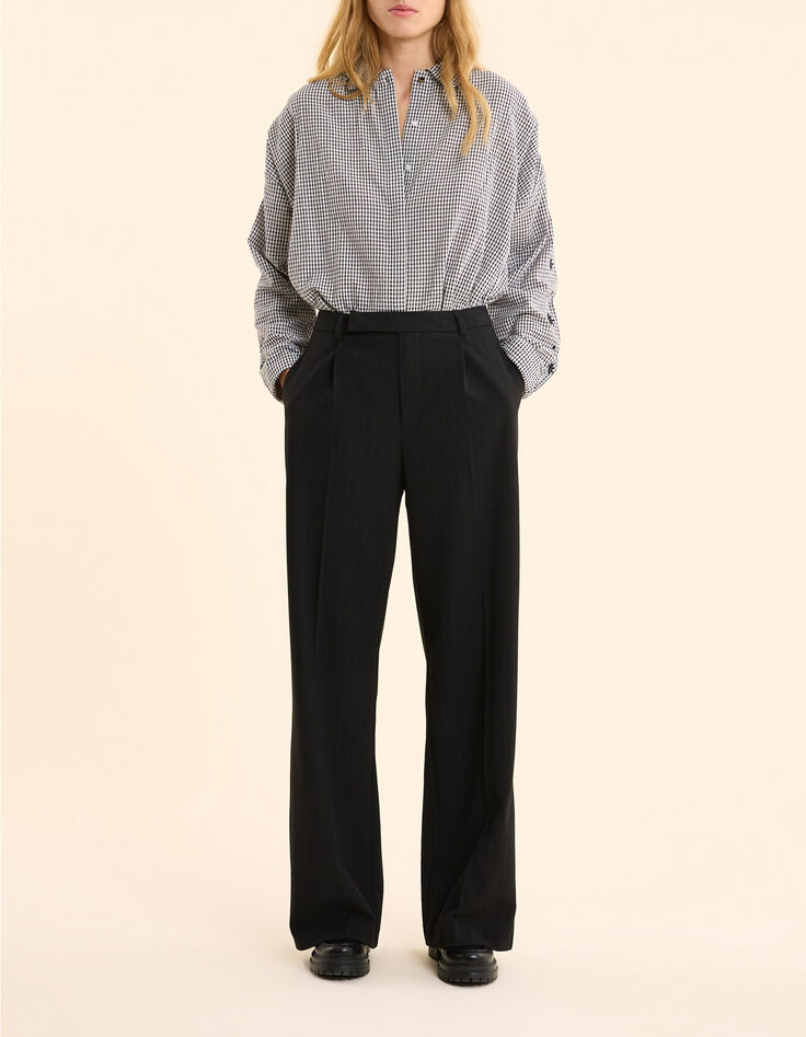 Pantalon de costume noir rayures tennis bleues I.Code-2