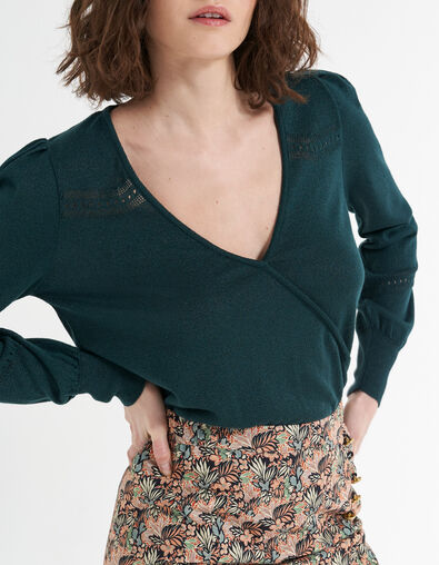 I.Code sea green knit wrap-style sweater - I.CODE