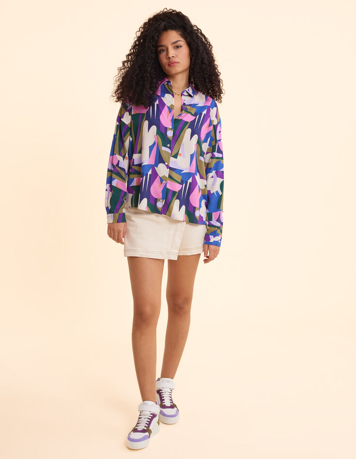 Chemise beige visuel floral graphique I.Code x THE FEEBLES-7