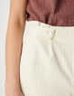 Beige gestreifte Damen-Shorts mit B&uuml;ndchen-5
