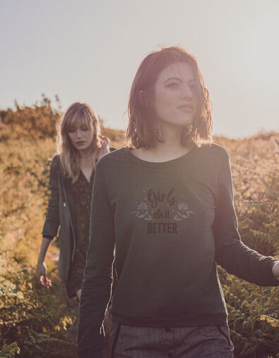 Sudadera verde pinegreen Girls do it better I.Code
