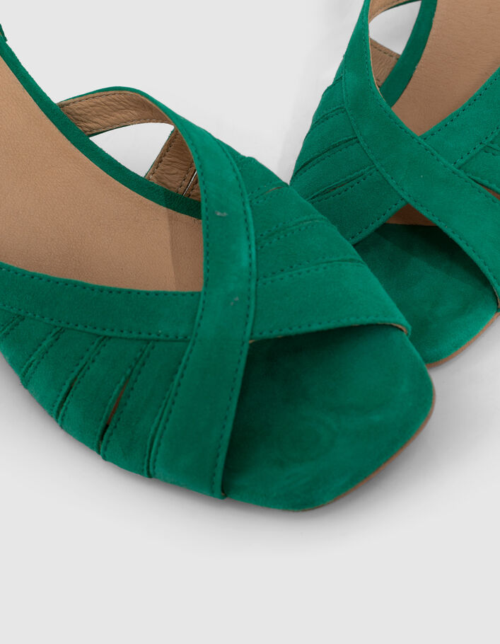 Sandales à talon vert prairie cuir velours I.Code - I.CODE
