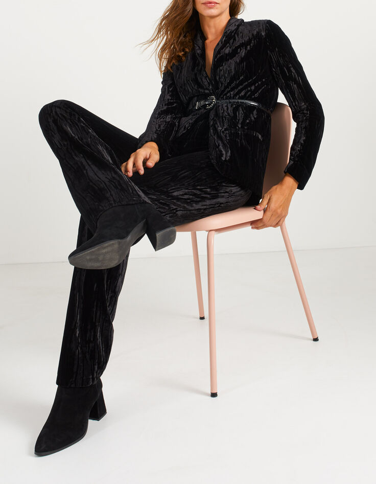 Veste noire panne de velours relief&eacute;e I.Code-2