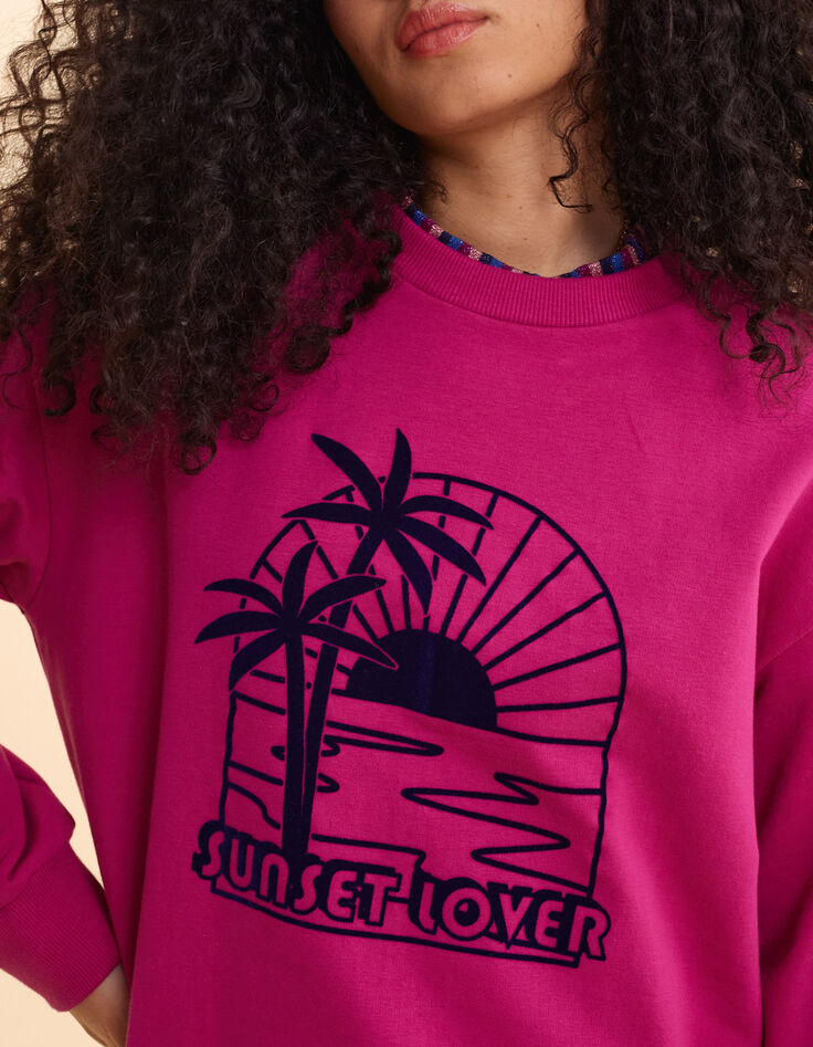Sweat rose coucher de soleil velours floqué I.Code-1