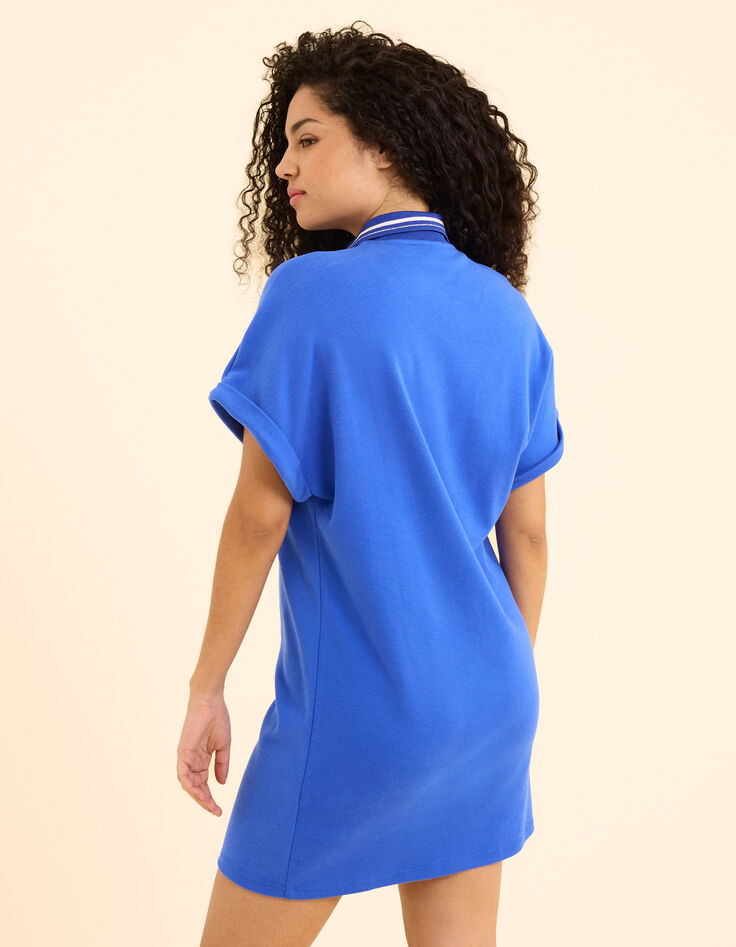 Blaues Kleid Polokragen Reißverschluss I.Code-4