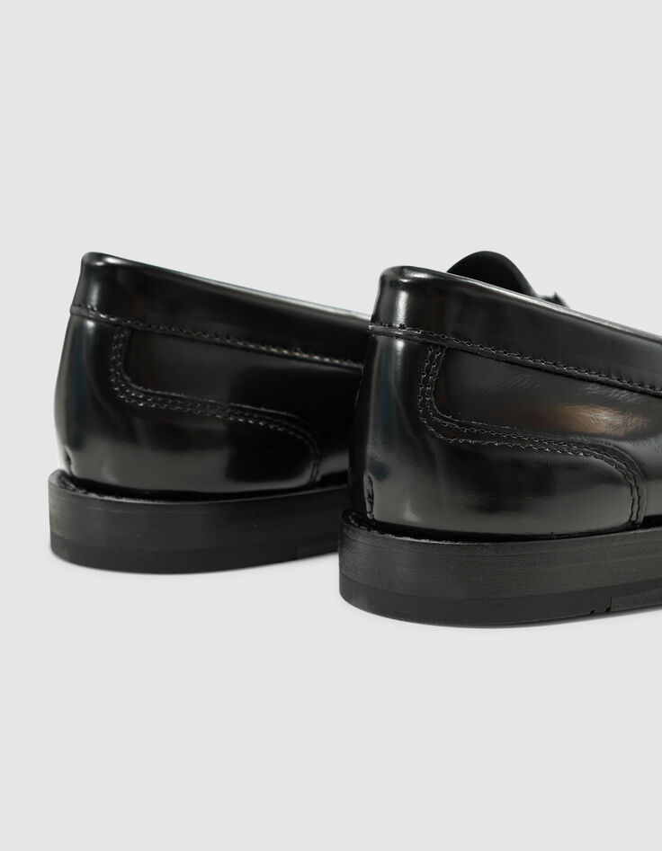 Damen schwarze Glac&eacute;-Leder-Slipper-6