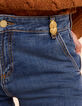 Flared blue cropped jeans fringed bottoms I.Code-6