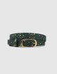 Empire Green Gürtel Veloursleder mit Gold-Muster I.Code-4