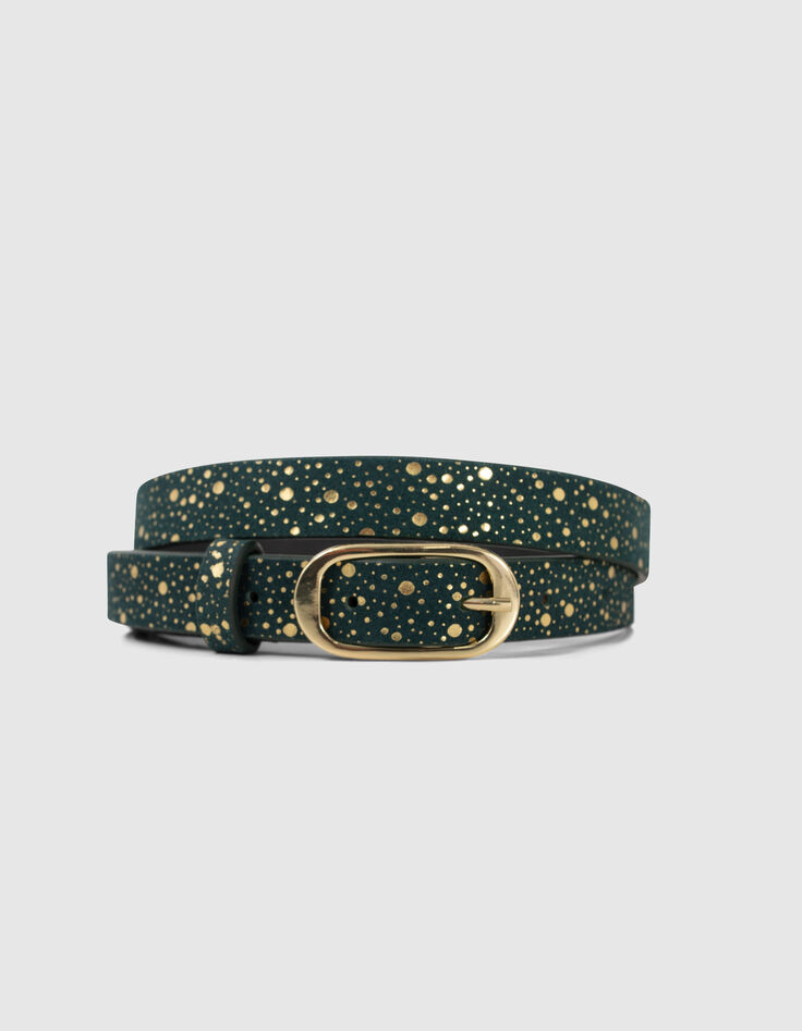 Empire Green Gürtel Veloursleder mit Gold-Muster I.Code-4