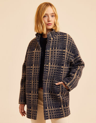 I.Code blue coat with beige check