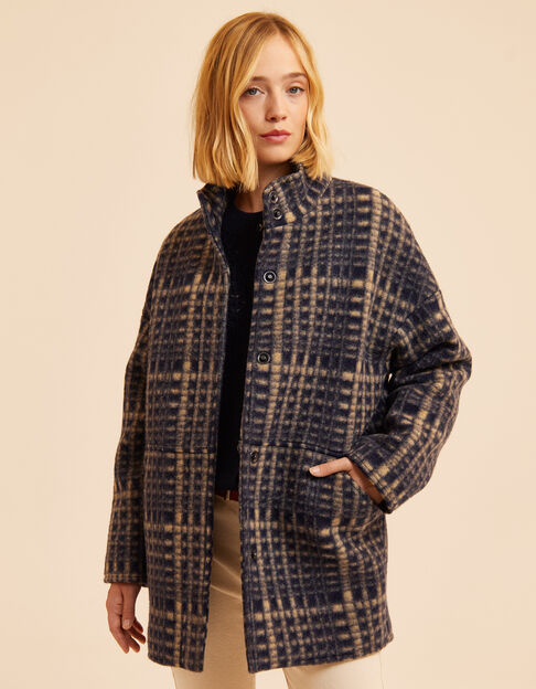 Blauer und beiger Karomantel I.Code