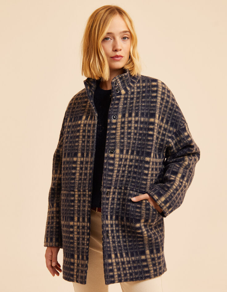 I.Code blue coat with beige check-1