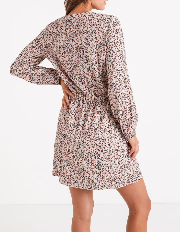 I.Code sweet pink tachist print dress-2