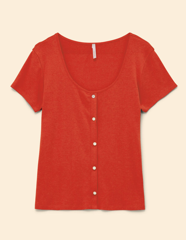 Rood T-shirt Pointelletricot sierknopen I.Code-5
