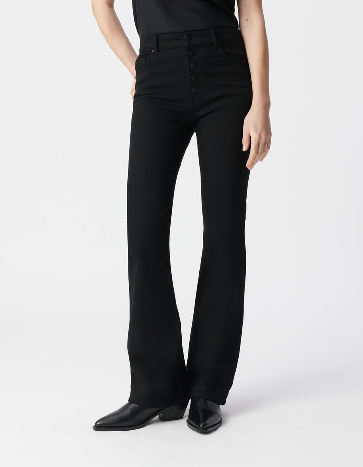 Schwarze Schlagjeans hoher Taille von Waterless f&uuml;r Damen-2