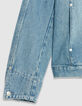 Blaue Jeansjacke mit Plissee-Detail Herren-8