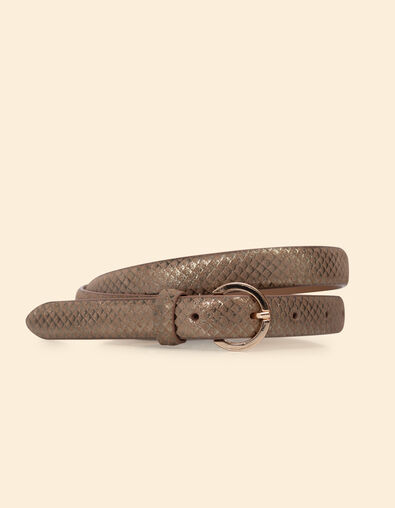 Ceinture fine dorée cuir velours effet python I.Code