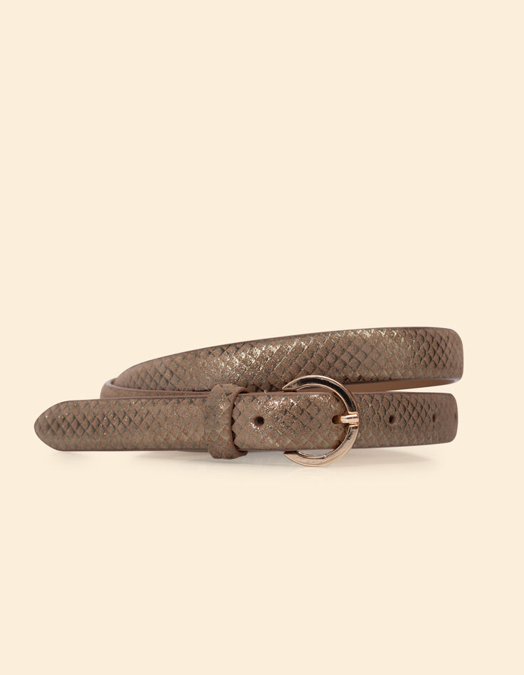 Ceinture fine dorée cuir velours effet python I.Code-1