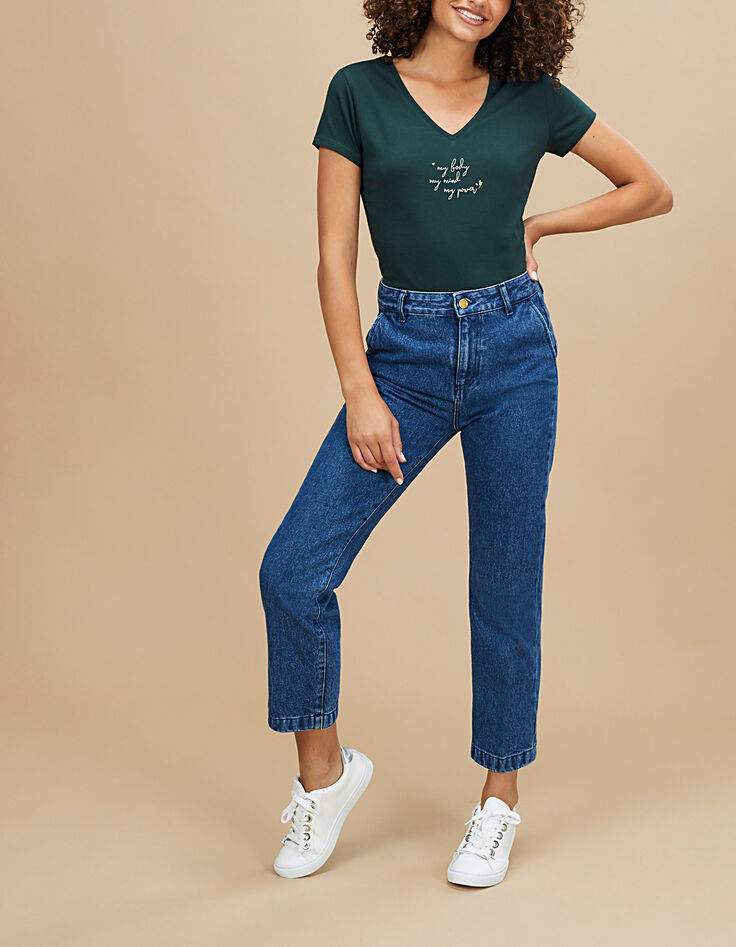 Tee-shirt babery green à message et cœurs or I.Code-5 Tee-shirt babery green à message et cœurs or I.Code-5