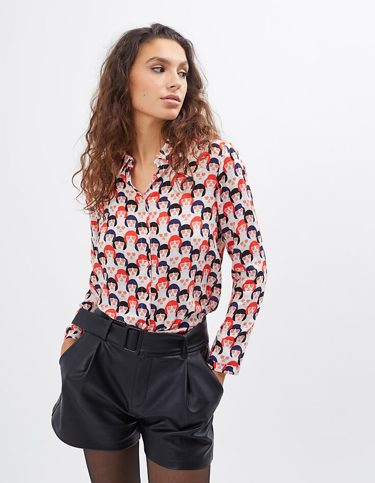 Camisa roja estampado rostros-1 Camisa roja estampado rostros-1