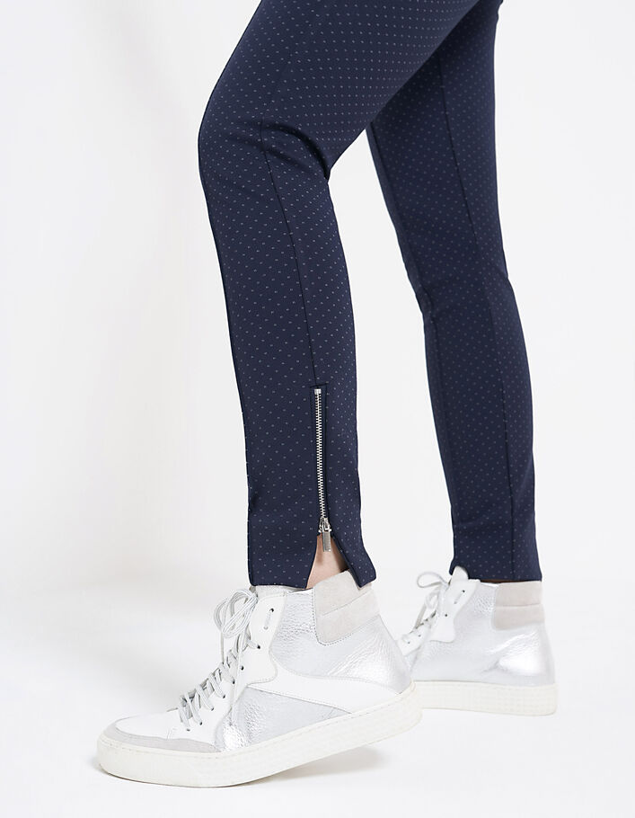 I.Code navy minimalist jacquard knit trousers - I.CODE