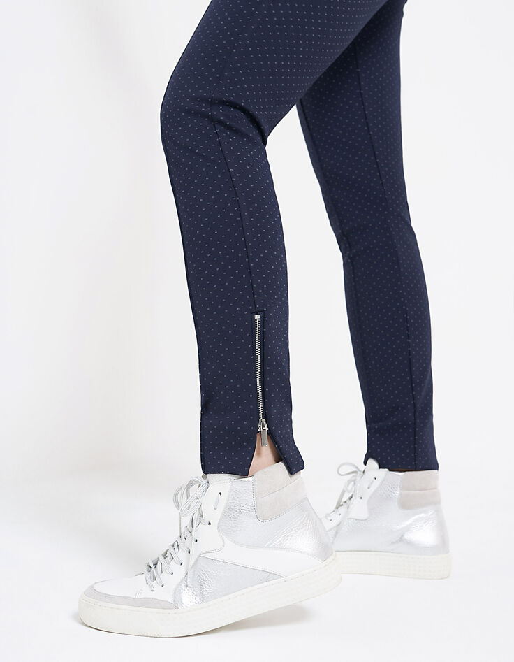 Pantalon marine maille jacquard minimaliste I.Code-3 Pantalon marine maille jacquard minimaliste I.Code-3