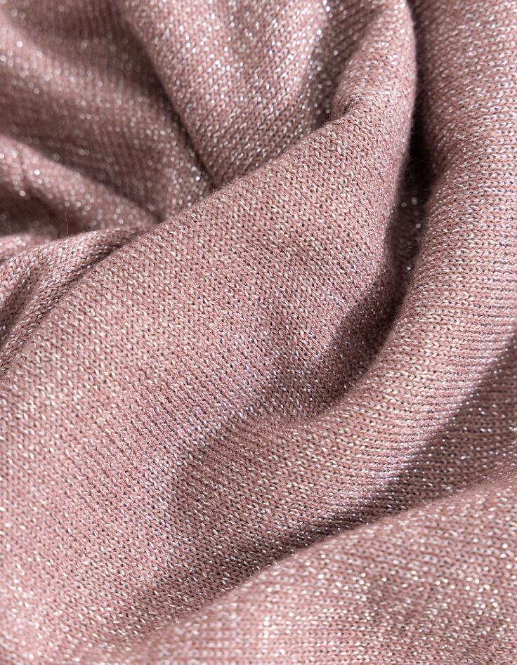 STRICKJACKE mit Kapuze burgunderfarbener Strick Lurex Fischgr&auml;ten R&uuml;cken Damen-8