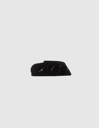 Ceinture large noire cuir velours clouté I.Code