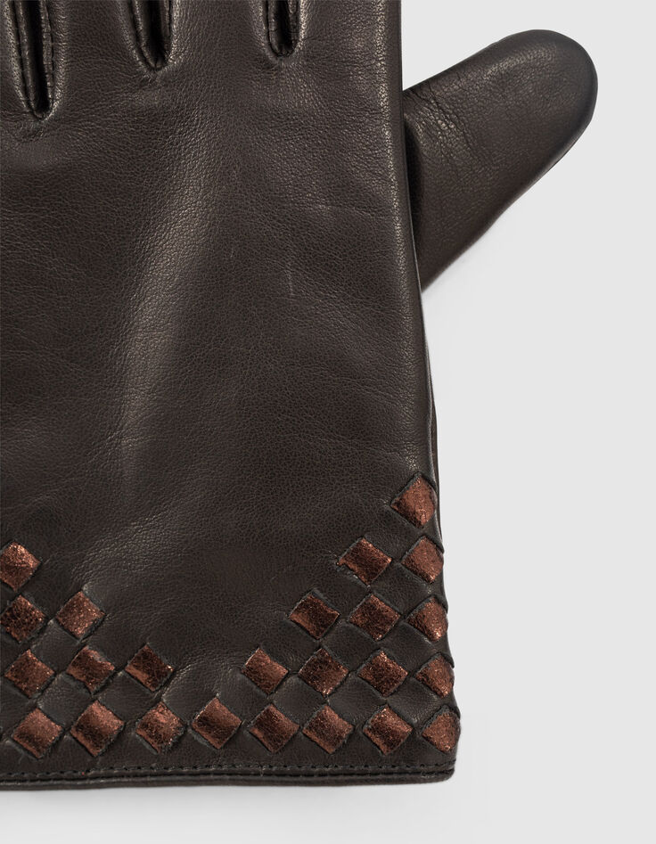 Guantes negros piel trenza marrón I.Code-3